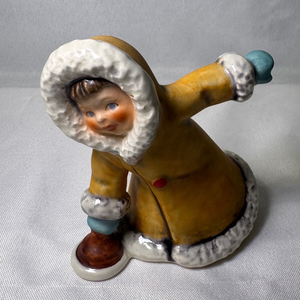 Goebel Hummel Figurine 11 704 09 Child in Yellow Winter Parka W Germany Vintage